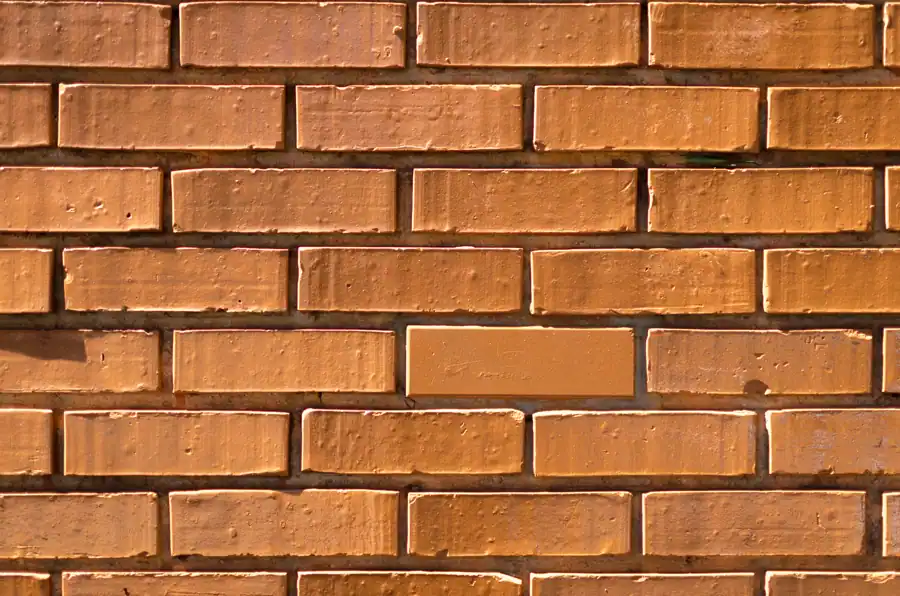 Close-up of a red brick wall showcasing texture and pattern in natural light.